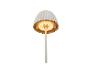 Lampe de jardin LED d'extérieur blanche avec un abat-jour en forme de champignon et des ampoules chaudes.