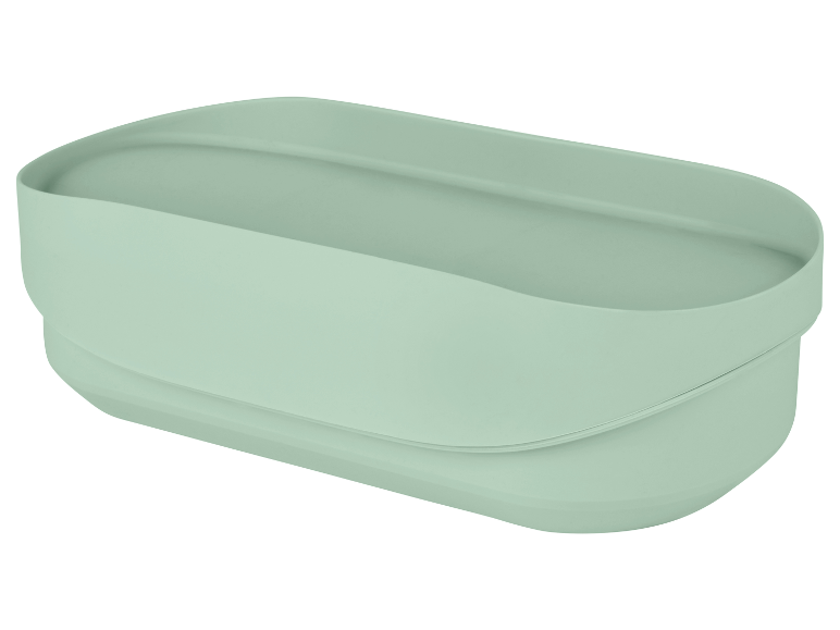 Une boîte en plastique vert clair.