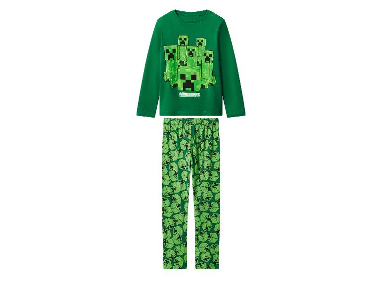 Pyjama vert Minecraft Creeper pour enfants, avec haut à manches longues et pantalon à motifs.