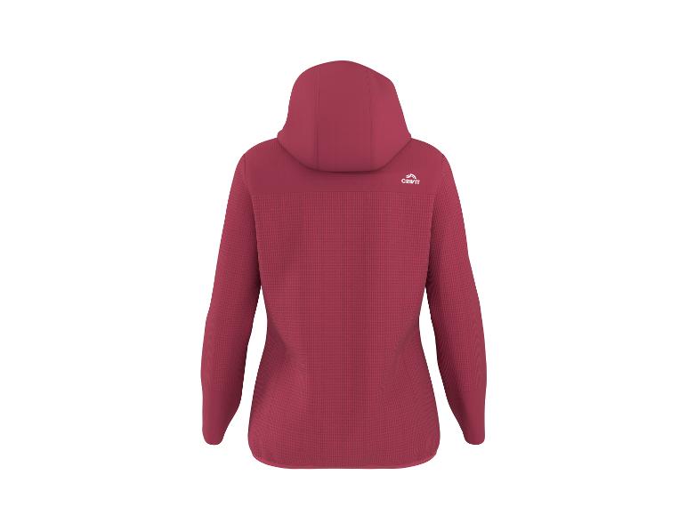 Veste polaire rouge-rose à capuche avec texture gaufrée, vue arrière