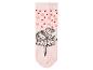 Des chaussettes roses avec une ballerine et des cœurs.