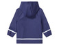 Veste imperméable bleue à capuche pour enfants.