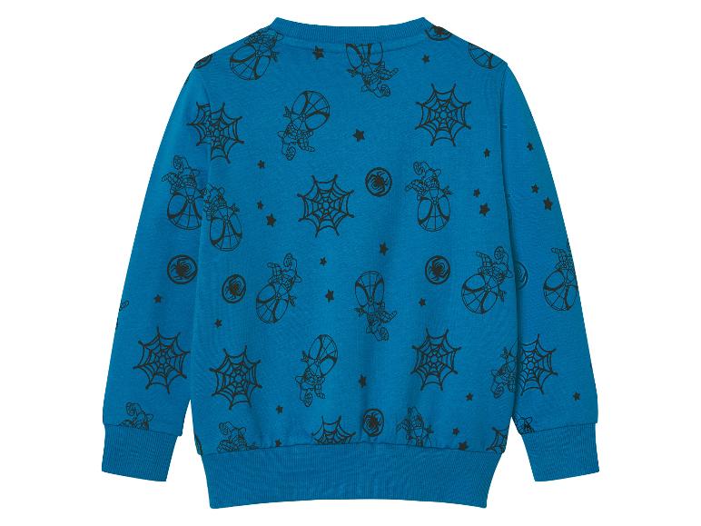 Sweat-shirt bleu enfant, motif Spider-Man, toiles d'araignées.