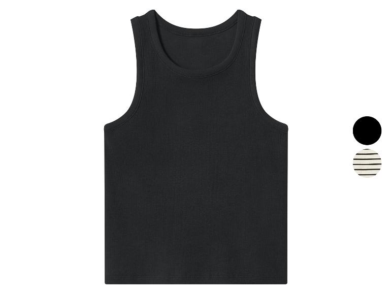 Débardeur noir côtelé avec options de noir et motif rayé.
