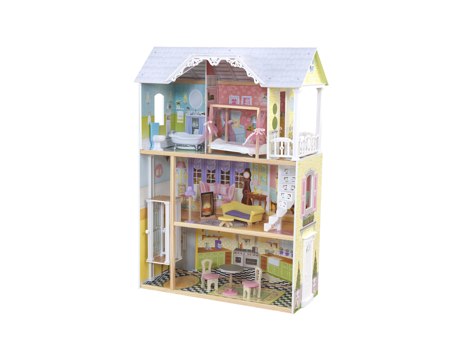 Grande maison de poupée en bois a construire 3 étages avec ascenceur