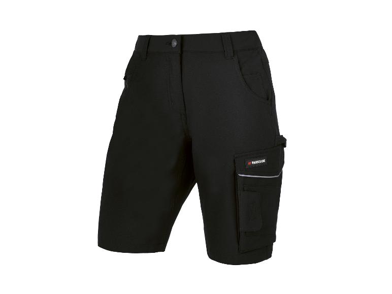 Pantalon de travail noir Parkside avec plusieurs poches.