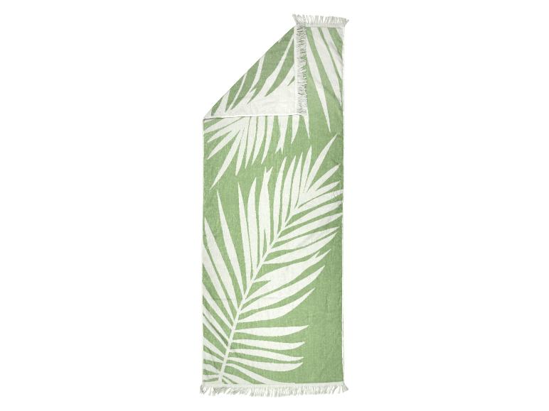 Serviette de plage verte à motif feuilles de palmier