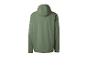 Vue arrière d'une veste softshell verte à capuche pour homme.