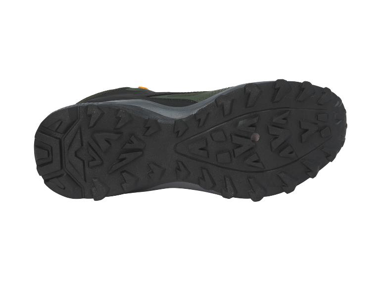 Semelle de chaussure de randonnée verte et noire.