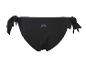 Bas de bikini noir pour femme avec liens latéraux et un motif discret.