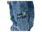 Veste en jean pour enfants avec empreinte de patte verte et broderie noire 'PAW PATROL'.