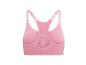 Soutien-gorge de sport rose avec dos nageur et bretelles réglables.