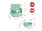Une chaise d'enfant verte avec un imprimé d'ours et une boîte de rangement assortie.