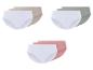 Trois paires de culottes blanches avec des accents de couleur différents.