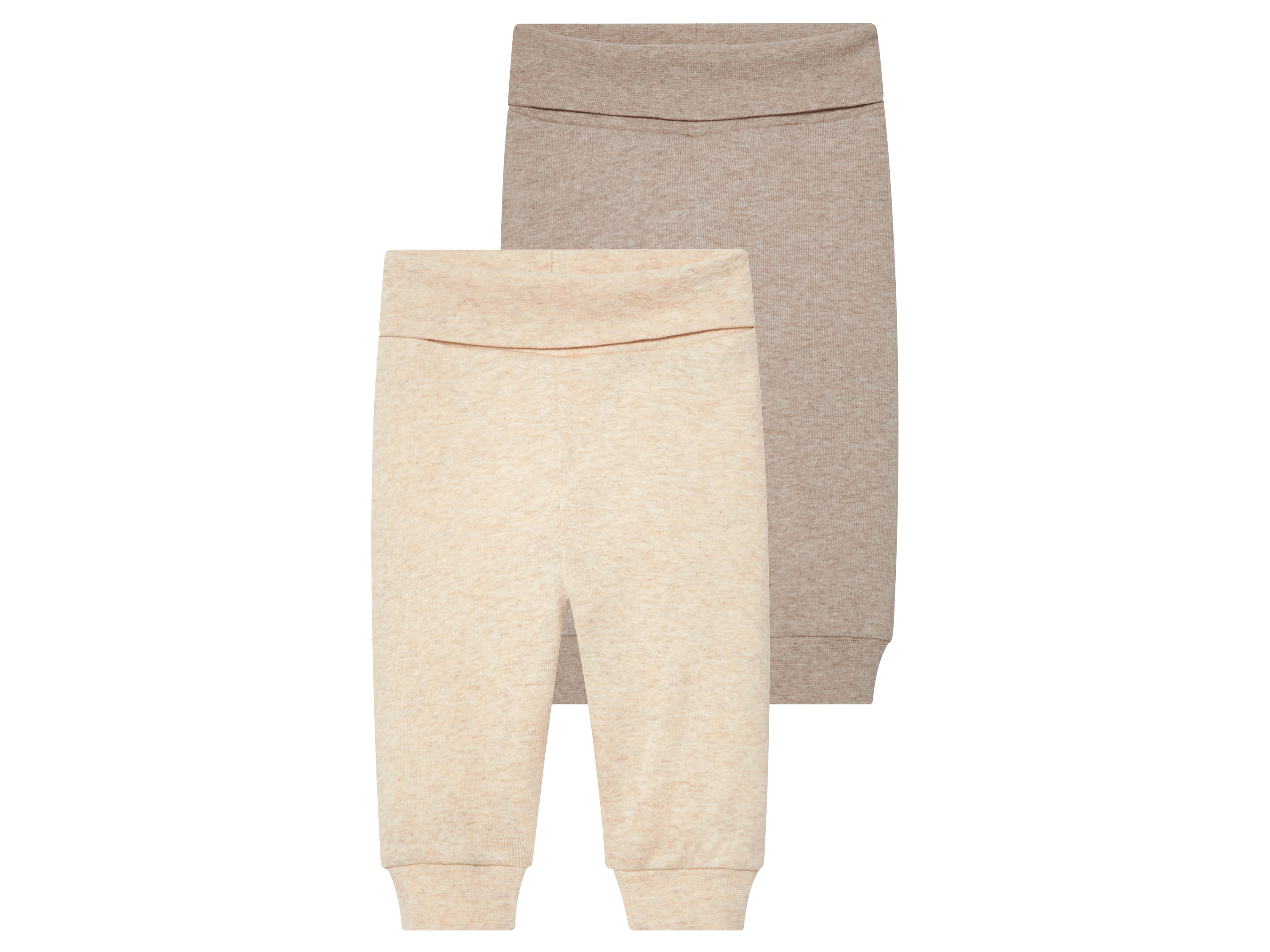 lupilu® Lot de 2 pantalons molletonnés bébé (beige/brun, 50/56)