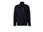 Veste polaire bleu foncé avec fermeture éclair rouge et coutures rouges