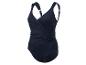 Maillot de bain une-pièce bleu marine, style cache-cœur.