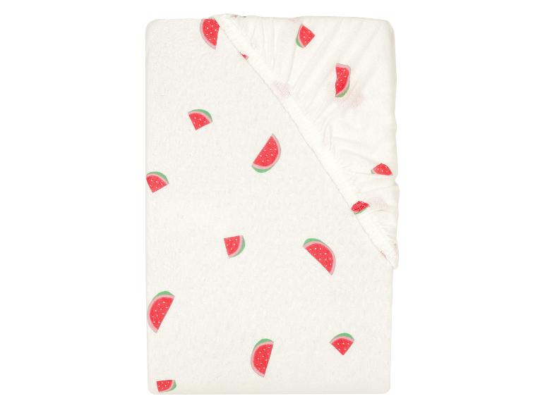 Drap-housse blanc avec motif pastèque.