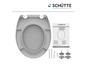Un abattant de WC en Duroplast avec fermeture douce et fermeture rapide de Schütte.