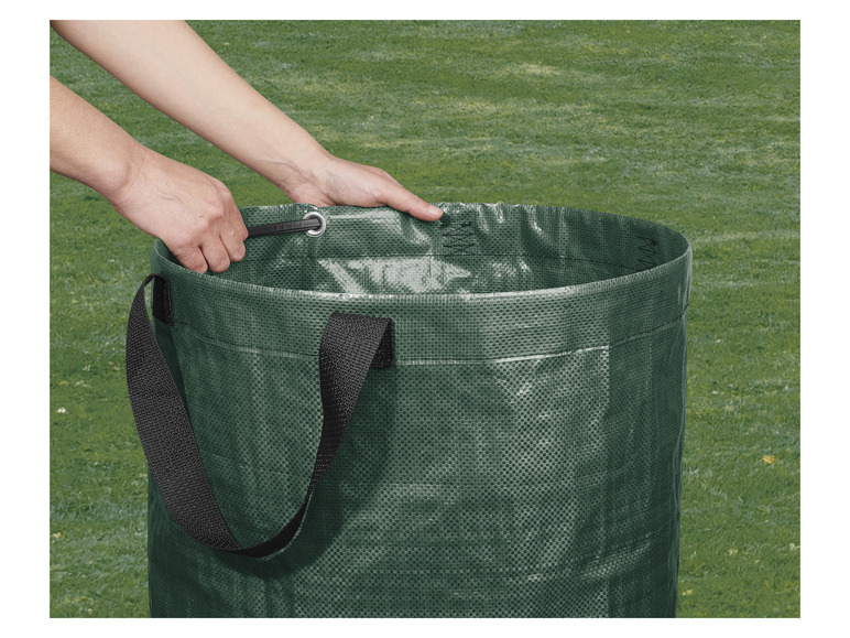Un sac de jardin vert avec des poignées noires