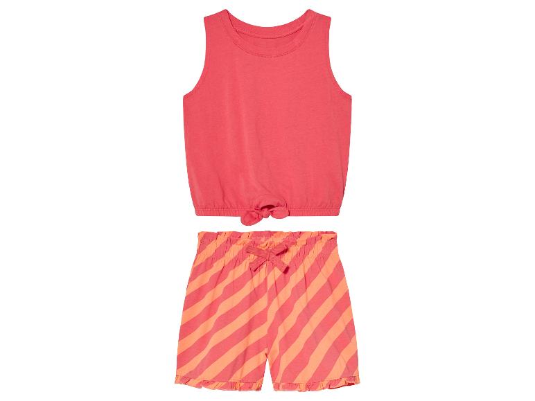 Haut et short fille, rayures oranges et corail.