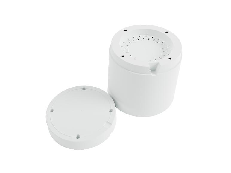 Deux pièces détachées blanches pour appareil électroménager.
