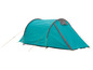 Une tente turquoise pour le camping.