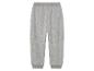 Pantalon de survêtement gris avec ceinture élastique.