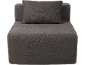 Canapé modulaire gris foncé avec coussin, tissu texturé.