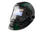 Un masque de soudeur noir Parkside avec un accent vert.