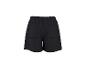 Shorts noirs pour femme avec taille élastique et poches arrière.