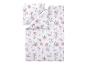 Parure de lit avec housse de couette et taie d'oreiller à motif floral rose et blanc.