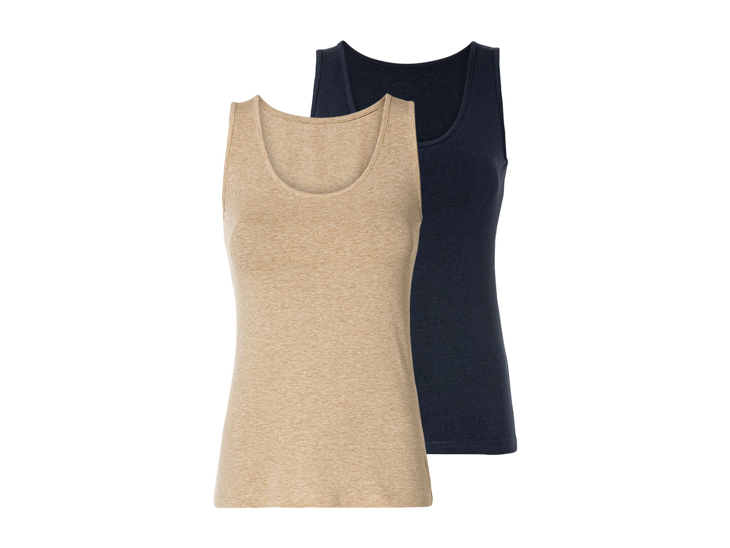 esmara® Lot de 2 débardeurs femme (bleu marine/beige)
