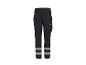 Pantalon de travail noir avec détails réfléchissants et poches latérales.