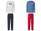 Pyjamas à manches longues et pantalons longs, l'un avec 'TEAM VALENTINE' et l'autre avec 'FAMILY TIME'.