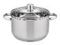 Casserole en acier inoxydable avec couvercle en verre transparent et poignées