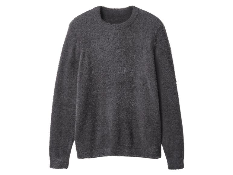 Pull gris duveteux à col rond