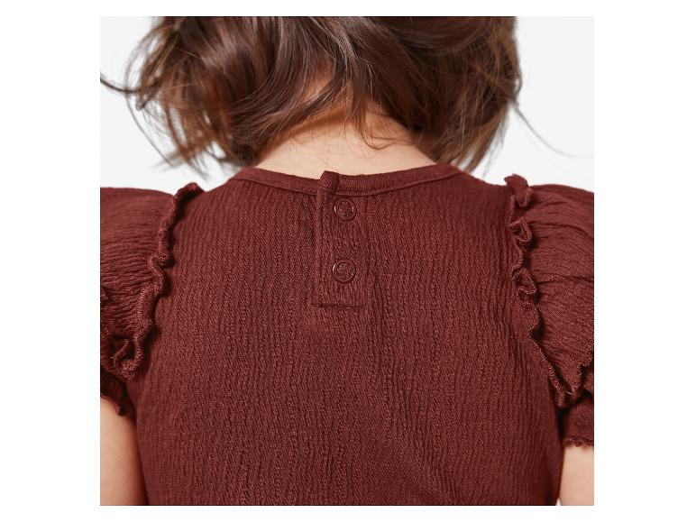 Robe brun-rouge pour enfant, détails froncés.