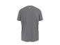 Vue arrière d'un t-shirt gris uni à manches courtes avec un petit logo blanc sur le haut du dos.