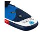 Planche de paddle gonflable bleue et noire avec accessoires.