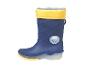 Botte en caoutchouc bleue pour enfants avec revers jaune et motif nuage 'Happy Day'