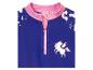 Combinaison de bain enfant, zip rose, motif licorne arc-en-ciel.