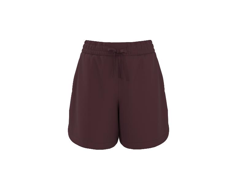 Shorts femme rouge foncé avec taille élastique et cordon de serrage.