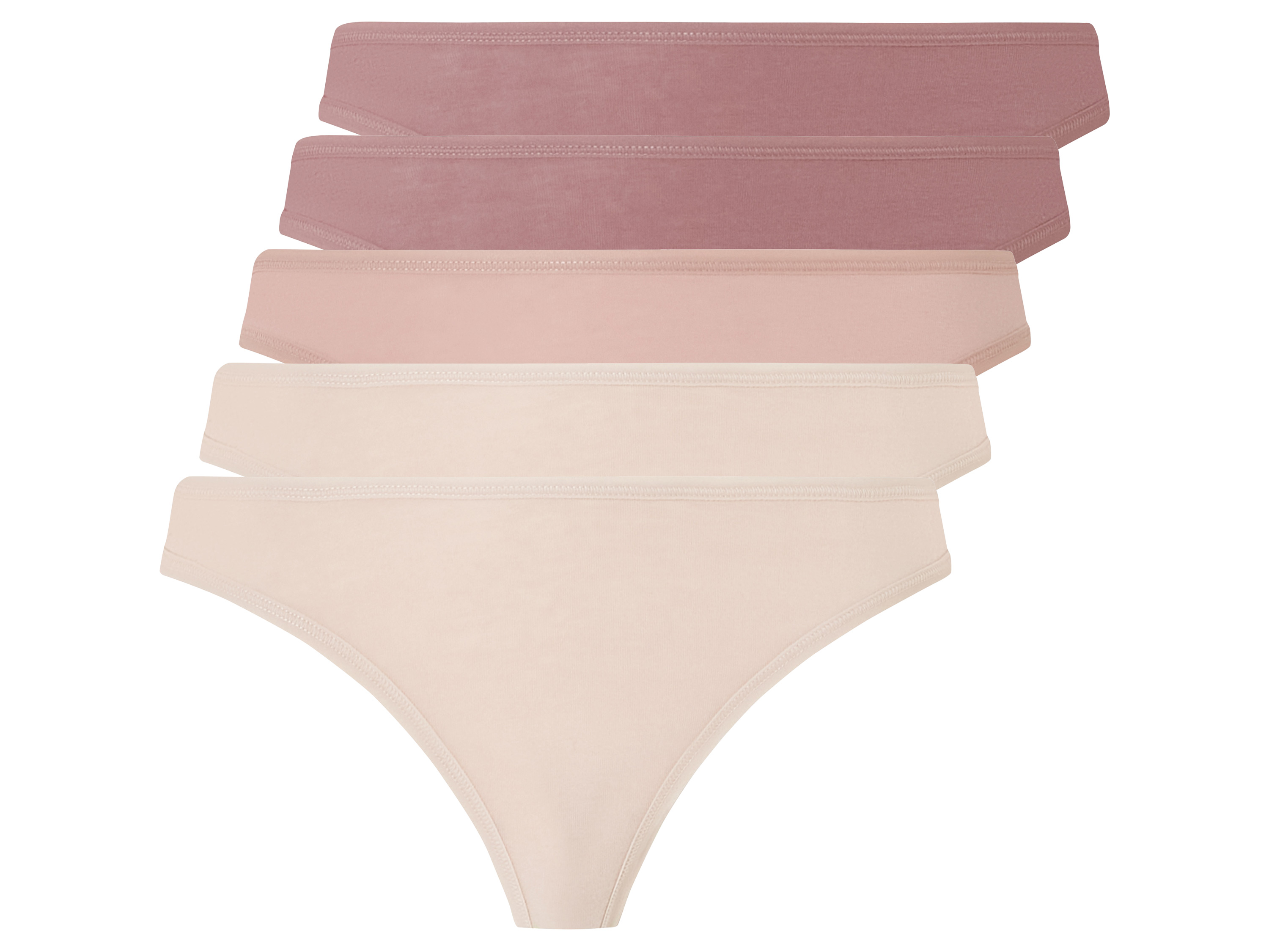 esmara® Lot de 5 strings femme (S (34/36), rose/beige)