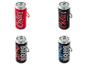 Quatre enceintes portables en forme de canettes de boisson gazeuse : deux rouges et noires avec « Cola », deux noires avec « KONG ».