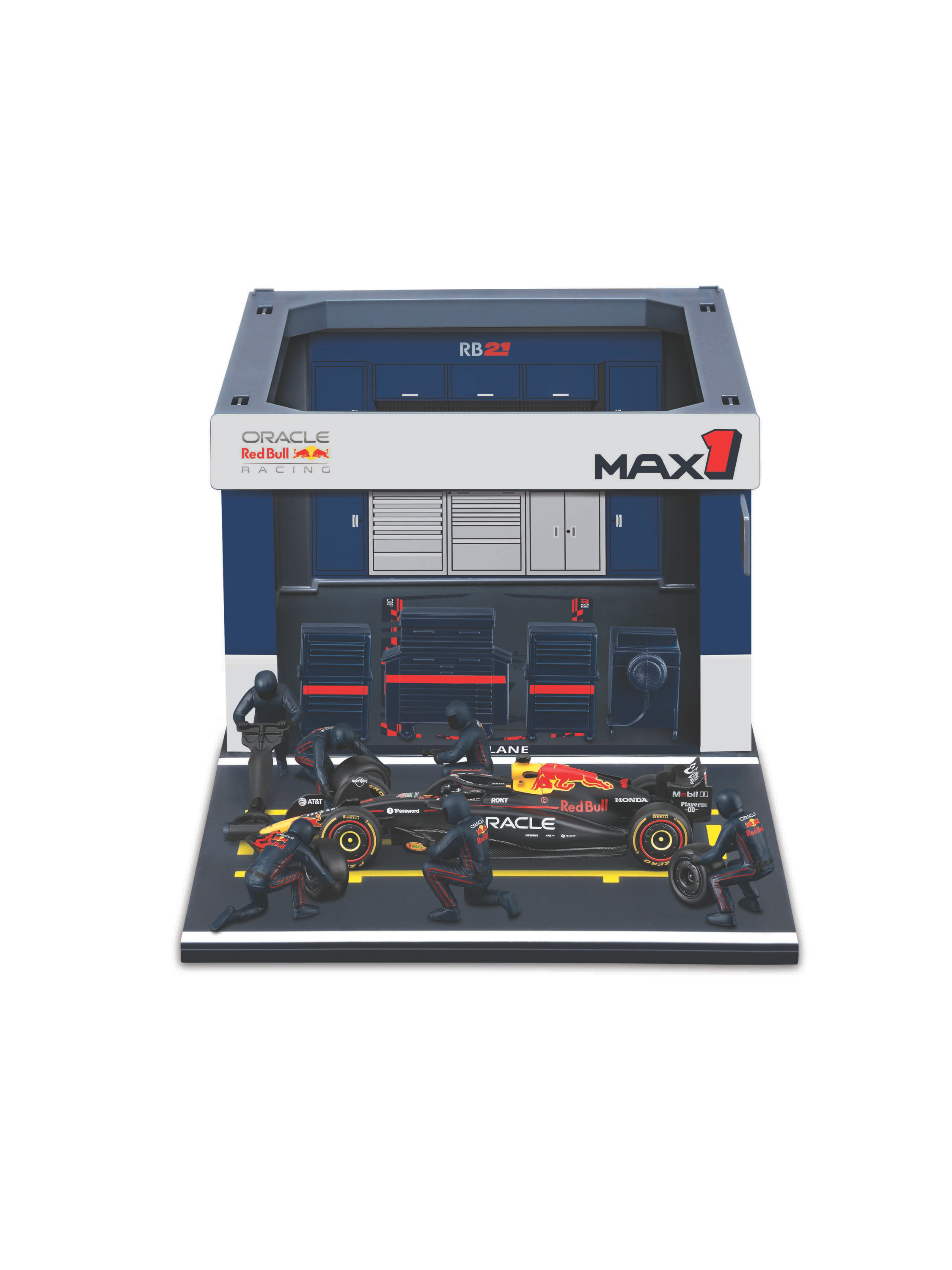 BBURAGO Voiture Miniature F1 Pit Pass, 1:43 (Oracle Red Bull RB21)