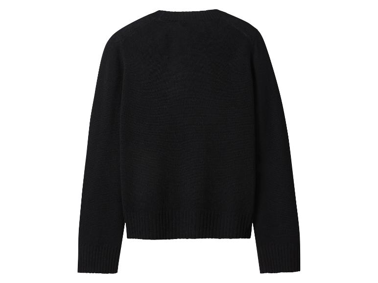 Pull en maille noir à manches longues avec poignets côtelés, vue de dos