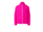 Veste polaire fuchsia avec fermeture éclair et col montant.