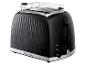 Grille-pain noir avec corps texturé et accents métalliques, doté d'une grille chauffe-viennoiseries.