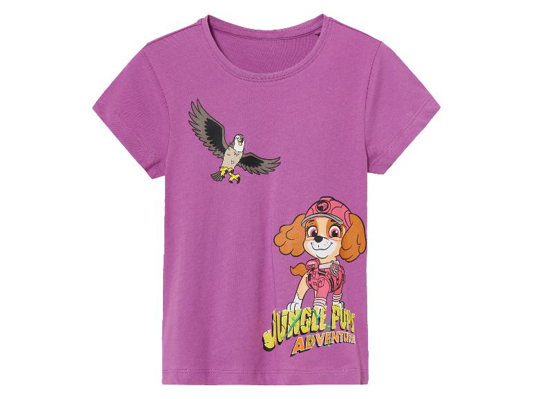 T-shirt violet pour enfant avec Skye de Pat' Patrouille et un faucon.